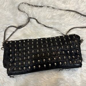 Hot thomas wylde clutch Black Studded Leather Shoulder Bag